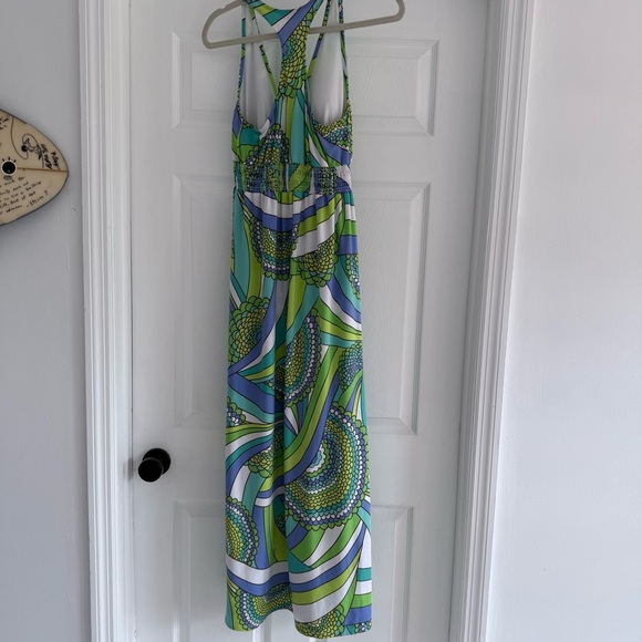 TRINA TURK Vibrant Abstract Print Racerback Maxi Dress Green Blue Small S - Picture 5 of 8